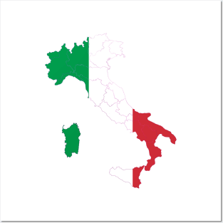 Italy Flag Map Posters and Art